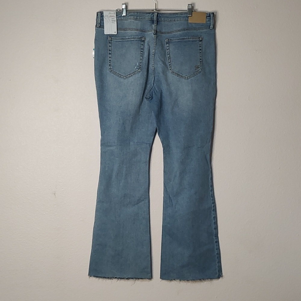Seven Felicity High Rise Slim Flare Distressed & Raw Hem Blue Jeans Size 16 - Picture 5 of 8